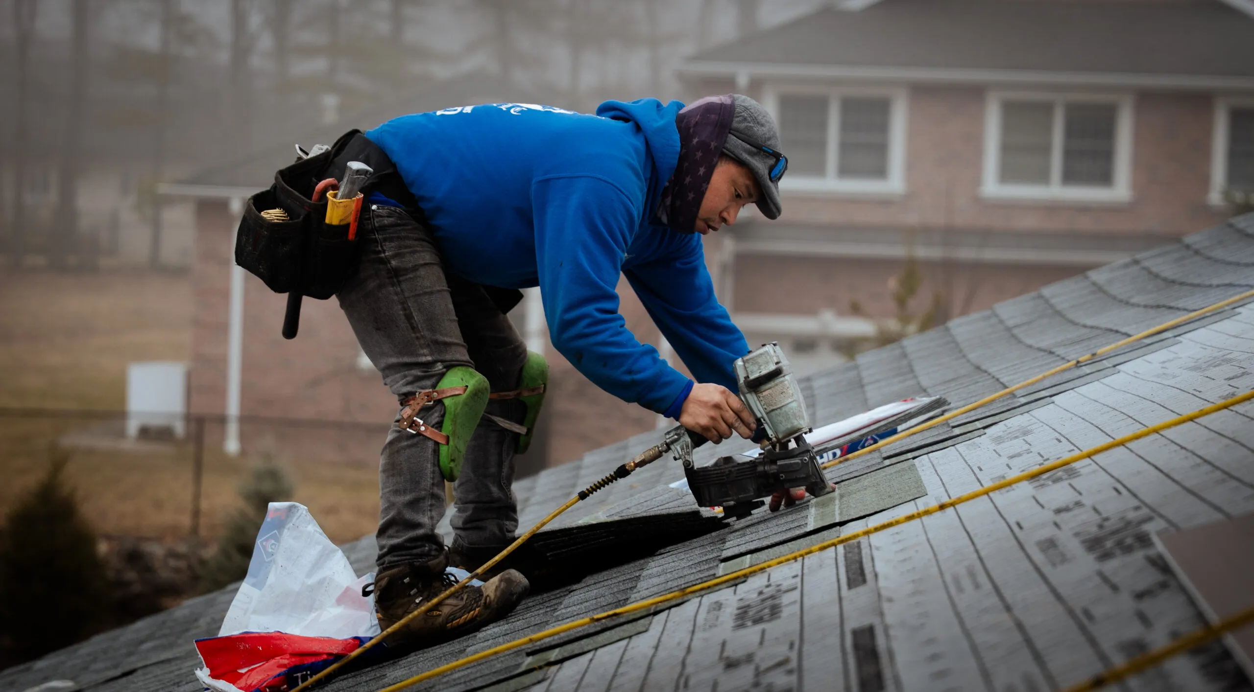 Roofers at work